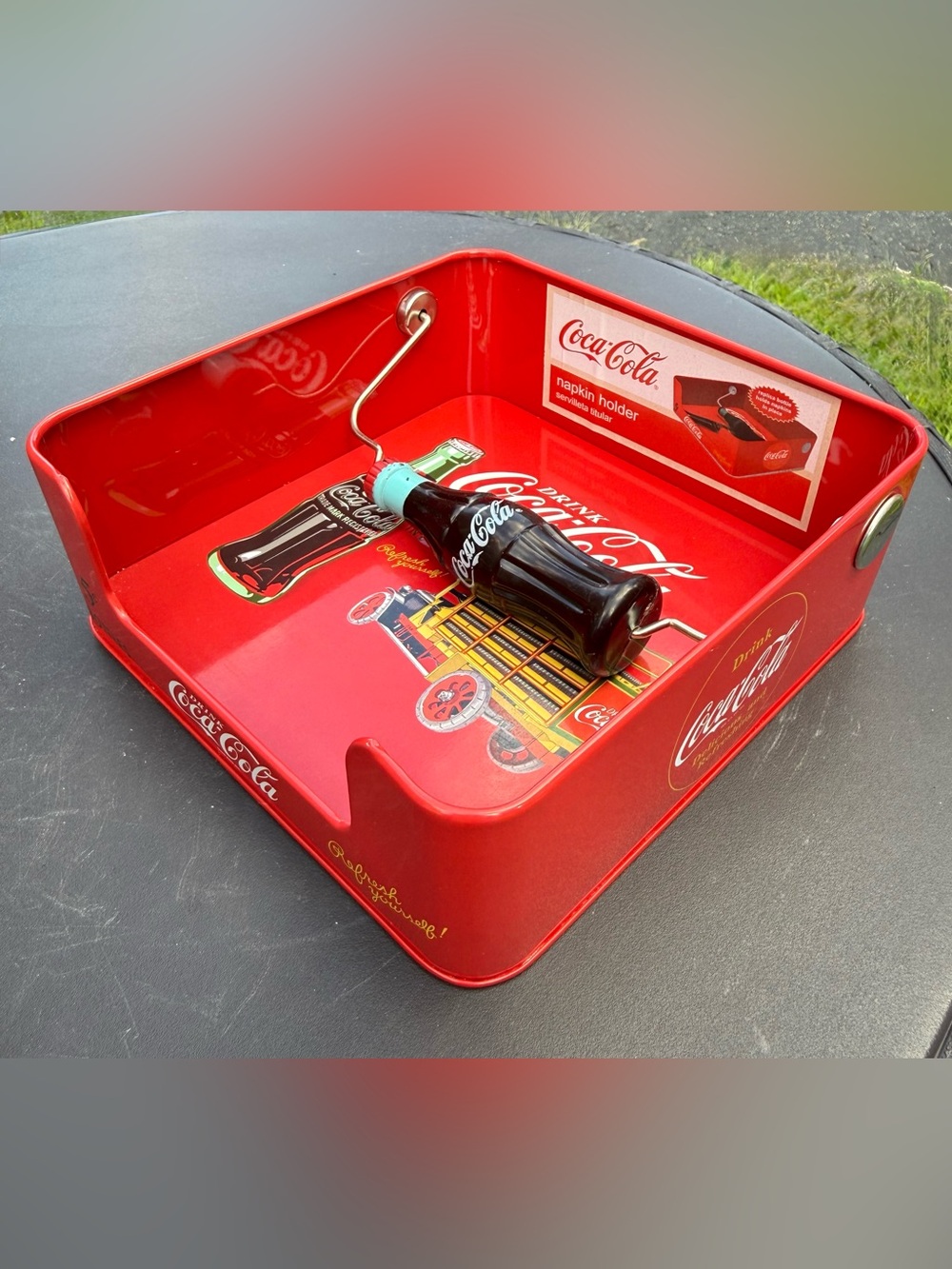 Retro Coca-Cola Advertising Tin Square Flat Napkin Holder Vintage 6.5x6.5x2.25โ - Picture 14 of 14